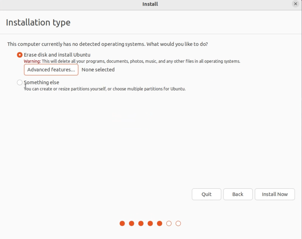 partitionning screen