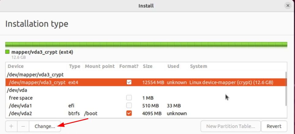 set root partition 1